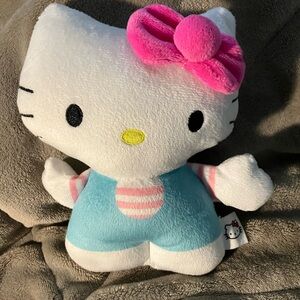 Hello Kitty Plush with Pink Bow and Blue Outfit